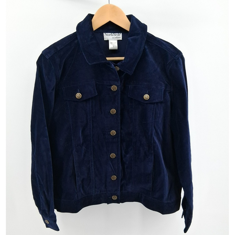 Northstyle‎ Navy Blue Velvet Jacket Womens Sz M Fall Whimsigoth Bohemian Western